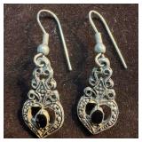 Black Onyx Sterling Drop Dangle Earrings Z90