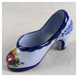 Vintage Hand Painted Floral Ceramic Shoe Figurine