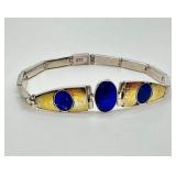 Sterling Silver Lapis Cabochon Bracelet