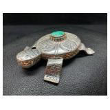 Carol Felley Sterling Turquoise Turtle Brooch
