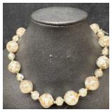 Venetian Murano Art Glass Lamp Work Clear Beaded W