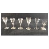 6 Assorted Crystal Glass Sippers Port Sherry Glass