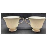 2 Wedgwood China Silver Ermine Contour Footed Cups