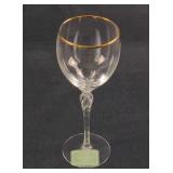 Retired Lenox Crystal Monroe Gold Trim Wine Glass