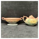 Hull Art Bowl Center Piece and Teapot Magnolia Cra