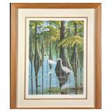 Framed Christi Mathews Signed LE Two Egrets