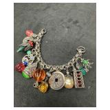 Napier Asian Inspired Metal Glass Art Charm Bracel