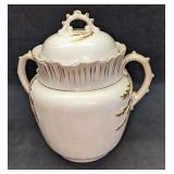 White Ironstone Porcelain Gold Accents Chamber Pot