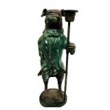 Large Cast Iron Bull Dog Candle Holder