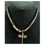 Natural Bead Necklace w Sterling Charms & Clasp