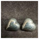 Thai SU 925 Sterling Silver Heart Shaped Etched Mo