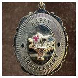 Flower Bouquet Happy Anniversary Sterling Pendant