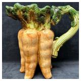Carrot Bunch Large Green and Orange Majolica Style