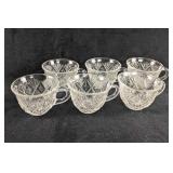 Six Vintage Glass Tea Cups Starburst Design