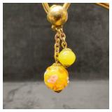 Murano Venetian Art Glass Lamp Work Cream Yellow T