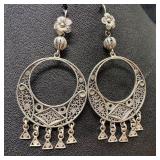 .800 Silver Crescent Dangle Earrings