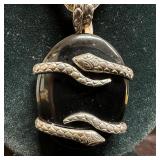 Black Onyx Large Stone Snake Wrapped Multi Strand
