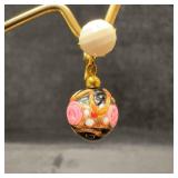 Murano Venetian Art Glass Lamp Work Black Floral W