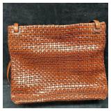 Cee Klein Brown Woven Leather Shoulder Handbag