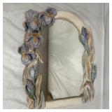Decorative Floral Relief Wall Mirror with a Sculpt