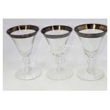 3 Vintage Silver Rimmed Cordial Glasses Dorothy Th