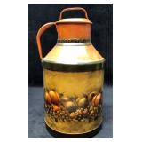 Vintage Painted Metal Milk Can with Lid