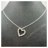 Sterling Silver Necklace With CZ Heart Pendant