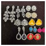 Vintage Costume Jewelry Earrings Rhinestone Pearl