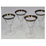 4 Vintage Silver Rimmed Cordial Glasses Dorothy Th