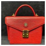 La Tour Eiffel Red Textured Leather Style Top Hand