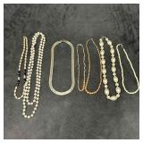 Lot of Seven Vintage Beaded Costume Necklaces Rhin