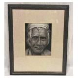 Framed & Signed Original Portrait Chalk On Black P