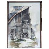 Framed Textured Barn Print On Canvas