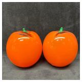 Studio Ahus Swedish Art Glass Orange Sculptures Pa