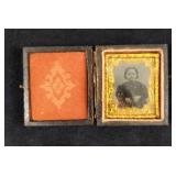 Leather Case With Tintype Of Young Girl In Dress