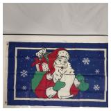 Vintage Christmas Santa Blue Holiday Flag