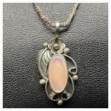 Rose Quartz Floral Pendant Sterling Silver Necklac
