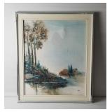 Landscape Water Original Mixed Media Painting Sign