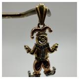 14K Rose Yellow Gold Moveable Jester Clown Pendant