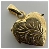 14K Italy Yellow Gold Heart Pendant Photo Locket E