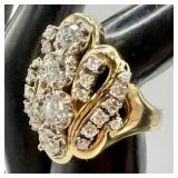 14k Gold Large Cocktail Ring Over 4 TCW Diamonds