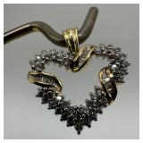 14K Gold Diamond Encrusted Wrapped Heart Pendant W
