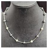 Nolan Miller Silvertone Gray Faux Pearl Rhinestone