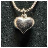 Sterling Silver Avon Necklace Puffy Heart Charm 18