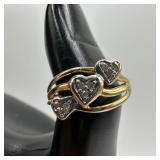 Triple Heart Diamond Accents 14K Gold Ring W96