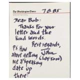 Handwritten John Lofton Political Commentator Lett