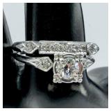 14k Gold Art Deco Engagement Ring Set