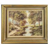 JB Framed Original Acrylic Village & Forest River