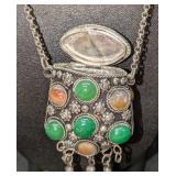 Vintage Sajai Metal Coin Purse With Semi Precious