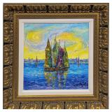 Framed S&N Duaiv Van Gogh Evening Hand Embellished